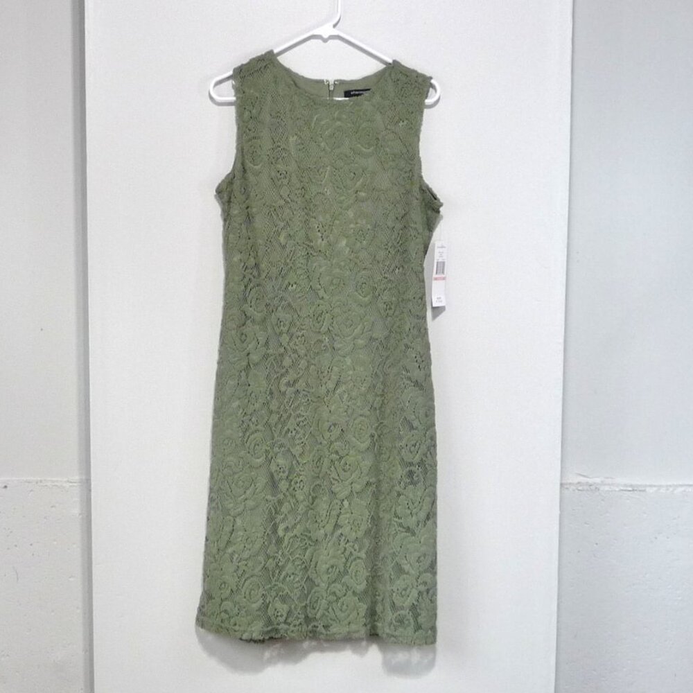 NWT SHARAGANO DRESS SIZE 10 GREEN LACE - Picture 2 of 11
